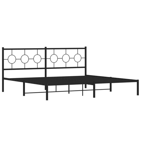 vidaXL Cadre de lit m&eacute;tal sans matelas avec t&ecirc;te de lit noir 193x203cm