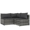 vidaXL Salon de jardin 4 pcs avec coussins Gris R&eacute;sine tress&eacute;e