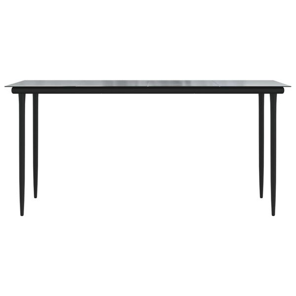 vidaXL Table &agrave; d&icirc;ner de jardin Noir 160x80x74 cm Acier et verre tremp&eacute;