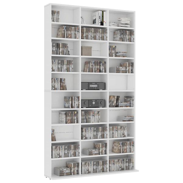 vidaXL Armoire &agrave; CD Blanc 102x16x177,5 cm Bois d'ing&eacute;nierie