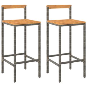 vidaXL Tabourets de bar lot de 2 gris résine tressée et bois d'acacia
