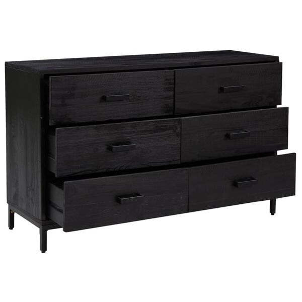 vidaXL Buffet Noir 110x35x70 cm Bois de pin massif