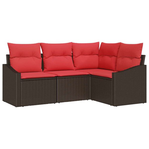 vidaXL Ensemble de Canap&eacute;s avec coussin 4 pcs Marron polyrotin