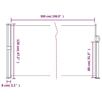 vidaXL Auvent latéral rétractable anthracite 120x500 cm