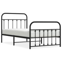 vidaXL Cadre de lit métal sans matelas avec pied de lit noir 100x190cm