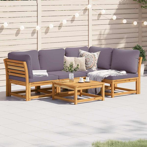 vidaXL Salon de jardin avec coussins 5 pcs Bois d'acacia solide