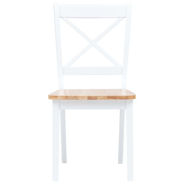 vidaXL Chaises à manger lot de 2 blanc et bois clair bois hévéa massif