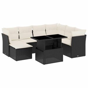 vidaXL Salon de jardin 8 pcs avec coussins noir r&eacute;sine tress&eacute;e