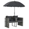 vidaXL Canap&eacute; de jardin 2 places avec coussins et parasol Gris