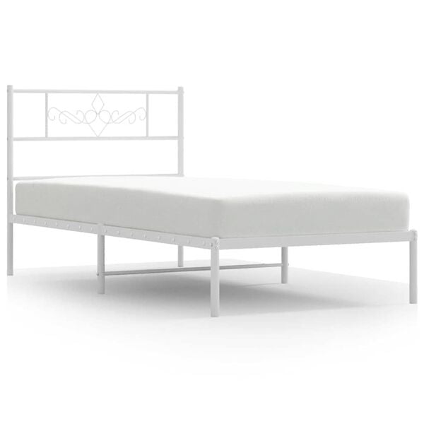 vidaXL Cadre de lit m&eacute;tal sans matelas et t&ecirc;te de lit blanc 100x190 cm