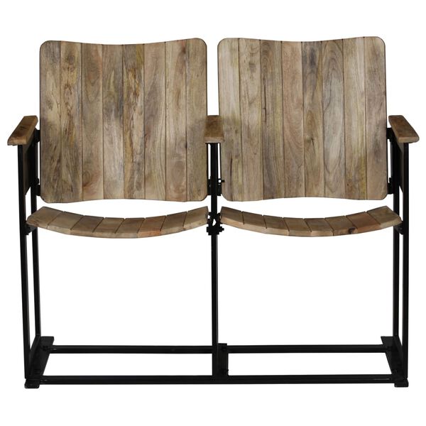 vidaXL Banc à 2 places Bois de manguier massif et acier