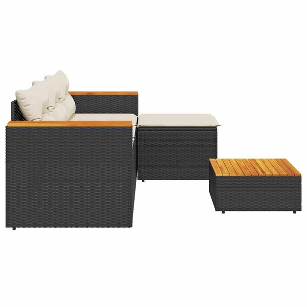 vidaXL Salon de jardin 3 pcs avec coussins noir r&eacute;sine tress&eacute;e
