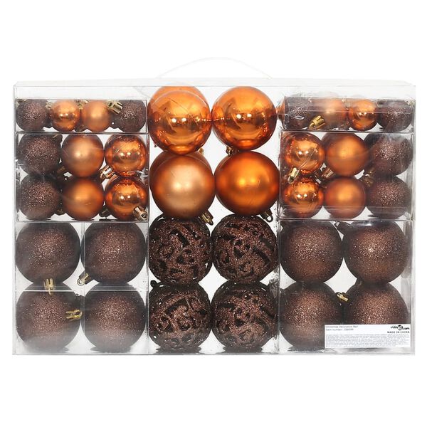 vidaXL Boules de No&euml;l 100 pcs marron 3 / 4 / 6 cm