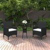 vidaXL Ensemble &agrave; manger de jardin 3 pcs R&eacute;sine tress&eacute;e Noir