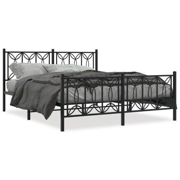 vidaXL Cadre de lit métal sans matelas avec pied de lit noir 150x200cm
