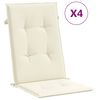 vidaXL Coussins de chaise de jardin dossier haut lot de 4 cr&egrave;me tissu