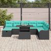 vidaXL Ensemble de canapé de jardin avec coussin 9 pcs Noir Poly rotin