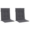 vidaXL Coussins de chaise de jardin &agrave; dossier bas lot de 2 anthracite
