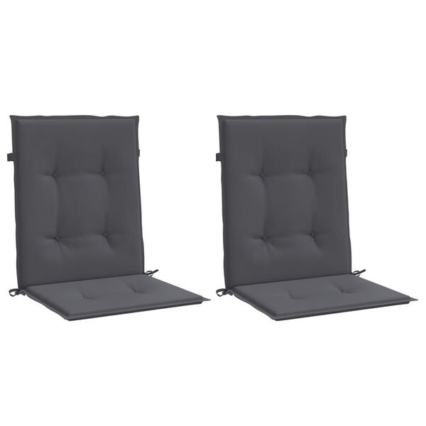 vidaXL Coussins de chaise de jardin &agrave; dossier bas lot de 2 anthracite