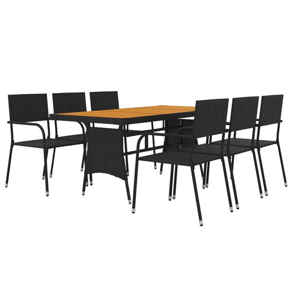 vidaXL Mobilier &agrave; d&icirc;ner d'ext&eacute;rieur 7 pcs R&eacute;sine tress&eacute;e Noir