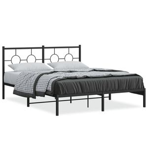 vidaXL Cadre de lit métal sans matelas avec tête de lit noir 150x200cm
