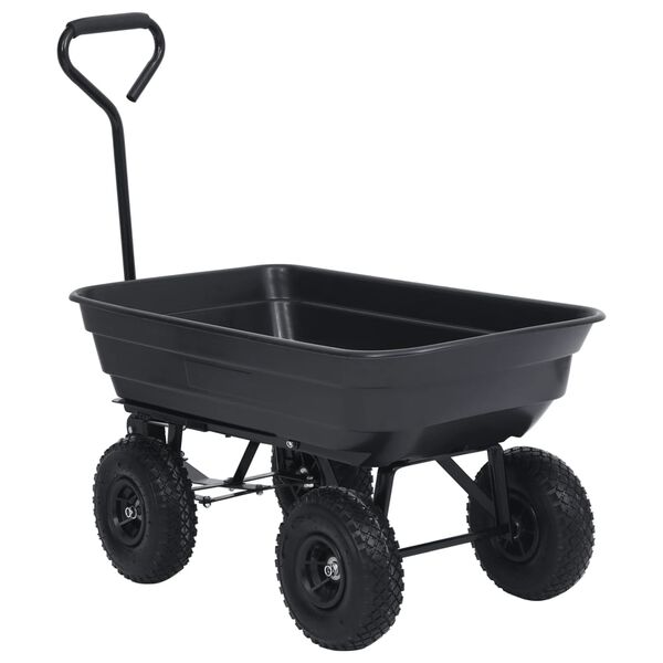 vidaXL Chariot à main à bascule de jardin 300 kg 75 L Noir