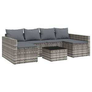 vidaXL Salon de jardin 2 pcs avec coussins Gris R&eacute;sine tress&eacute;e