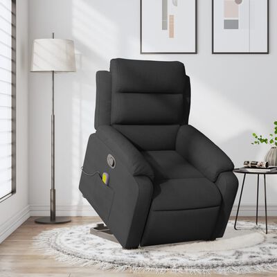 vidaXL Fauteuil inclinable de massage noir tissu