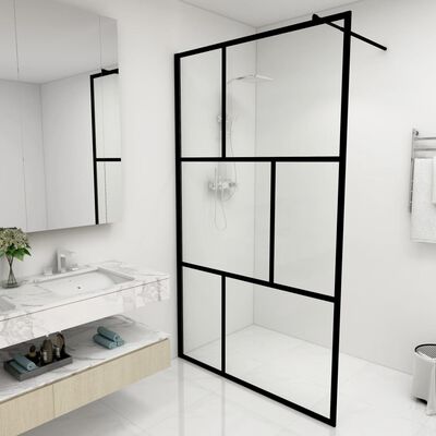 vidaXL Paroi de douche à l'italienne avec verre trempé Noir 115x195 cm