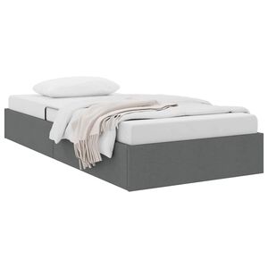 vidaXL Lit de Rangement avec matelas Gris fonc&eacute; 100 x 190 cm tissu