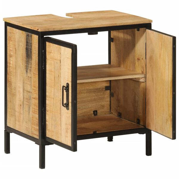 vidaXL Armoire lavabo de salle de bain bois massif de manguier et fer