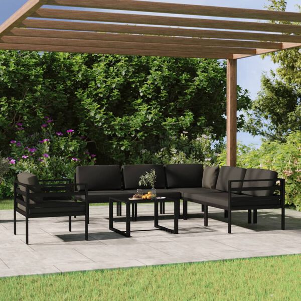 vidaXL Salon de jardin 7 pcs avec coussins Aluminium Anthracite