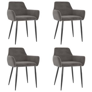 vidaXL Chaises &agrave; manger lot de 4 Gris fonc&eacute; Velours