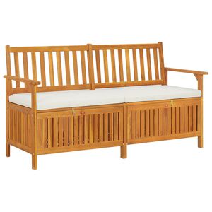 vidaXL Banc de rangement avec coussin 148 cm Bois d'acacia solide