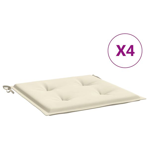 vidaXL Coussins de chaise de jardin lot de 4 cr&egrave;me 40x40x4 cm