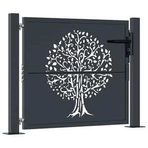 vidaXL Portail de jardin Anthracite 100x100 cm Acier Design Arbre