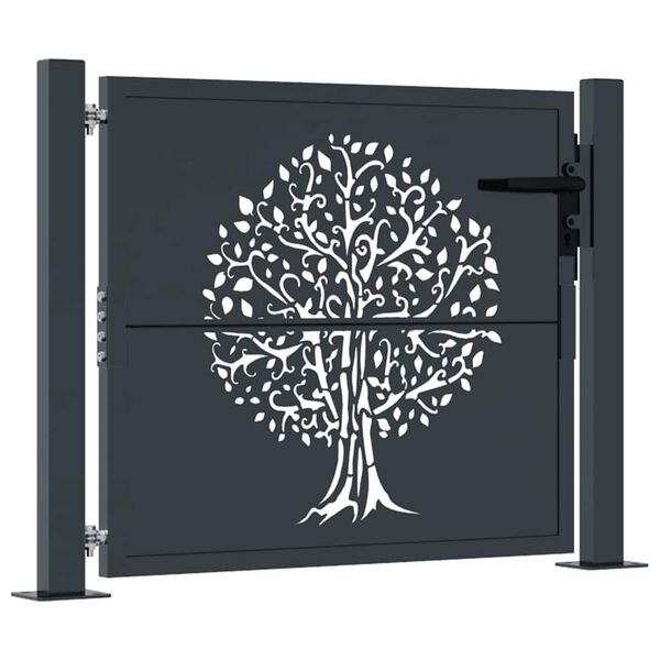 vidaXL Portail de jardin Anthracite 100x100 cm Acier Design Arbre