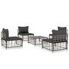 vidaXL Salon de jardin 5 pcs avec coussins anthracite r&eacute;sine tress&eacute;e