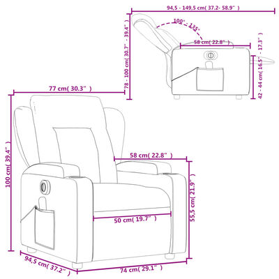 vidaXL Fauteuil inclinable de massage électrique noir tissu