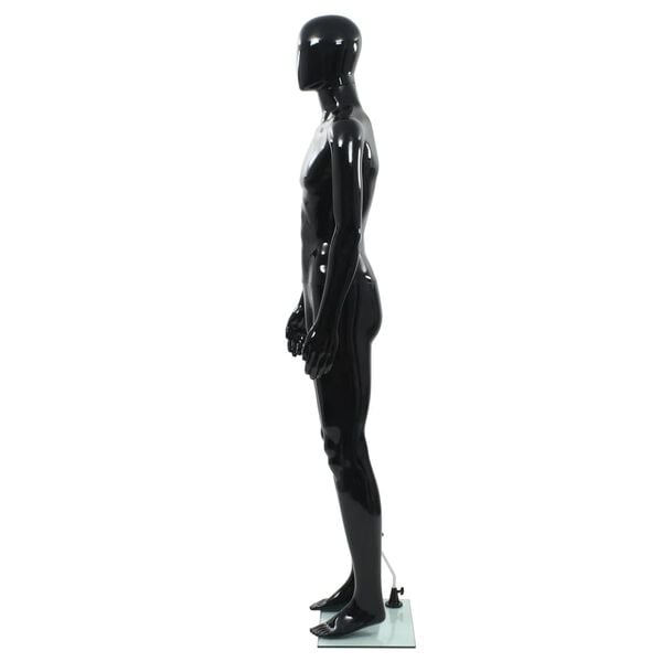 vidaXL Mannequin homme corps complet base verre Noir brillant 185 cm
