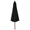 vidaXL Parasol d'ext&eacute;rieur avec m&acirc;t en bois 330 cm Noir