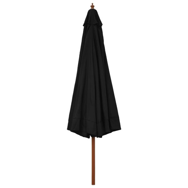 vidaXL Parasol d'ext&eacute;rieur avec m&acirc;t en bois 330 cm Noir