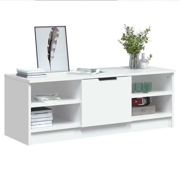 vidaXL Meuble TV Blanc 102x35,5x36,5 cm Bois d'ing&eacute;nierie