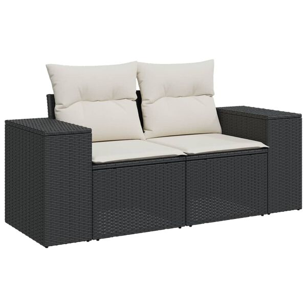 vidaXL Salon de jardin 8 pcs avec coussins noir r&eacute;sine tress&eacute;e