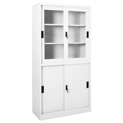 vidaXL Armoire de bureau et porte coulissante Blanc 90x40x180 cm Acier