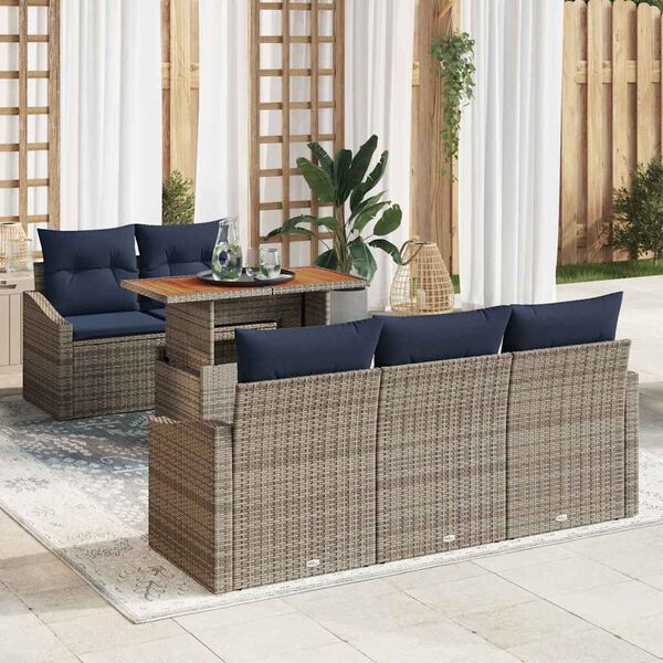 vidaXL Ensemble de salle &agrave; manger pour jardin 6 pcs Gris et marine