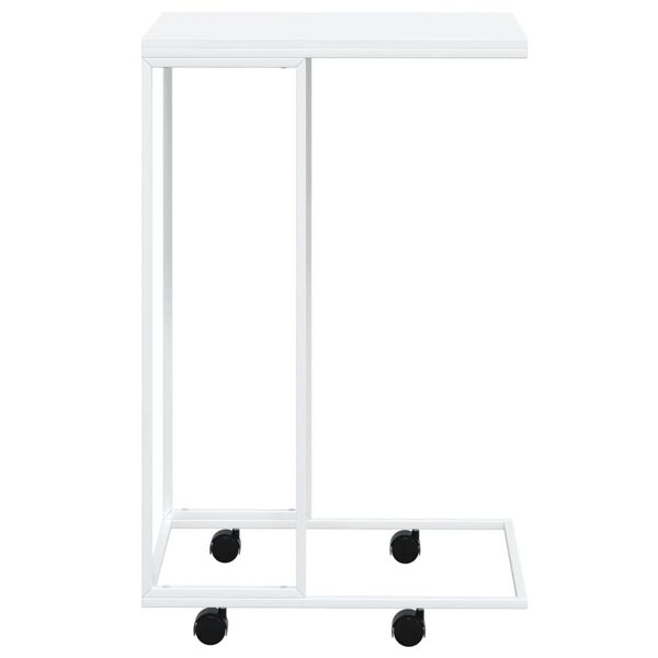 vidaXL Table d'appoint avec roues Blanc 40x30x63,5cm Bois d'ingénierie