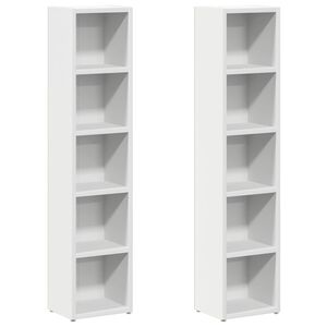 vidaXL Armoires &agrave; CD 2 pcs Blanc 21x16x93,5 cm Agglom&eacute;r&eacute;