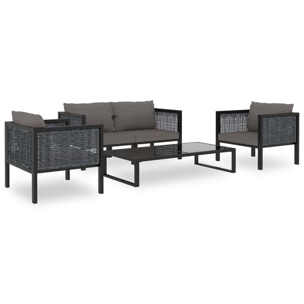 vidaXL Salon de jardin 5 pcs avec coussins r&eacute;sine tress&eacute;e anthracite