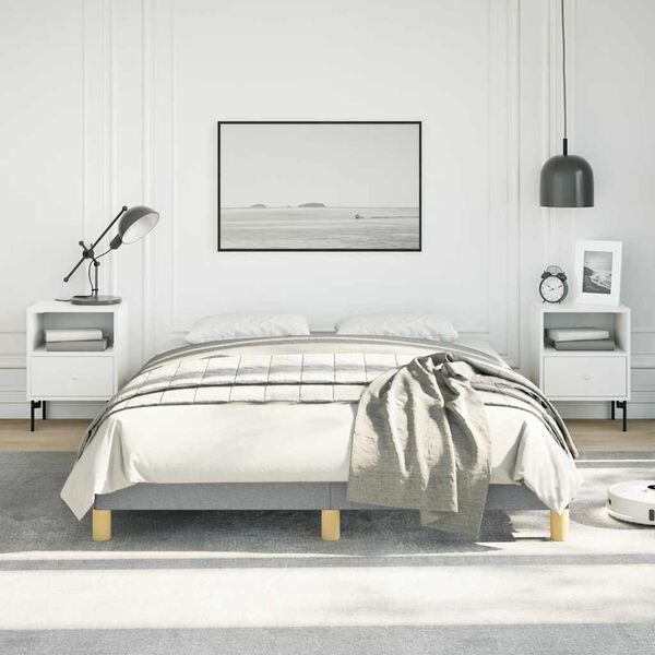 vidaXL Cadre de lit gris clair 137x190 cm tissu